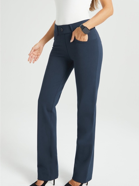 Betabrand Pants - Betabrand Navy Straight-Leg Ponte Trousers